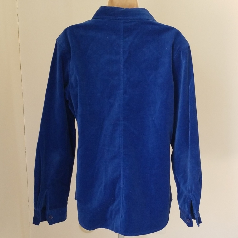 Gap Blue Velour Long Sleeve Button Down Shirt - Picture 4 of 6